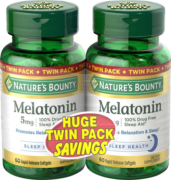 Nature's Bounty Melatonin 5 MG Softgels, 60 CT, 2 Pack