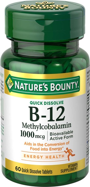 Nature's Bounty - Vitamina B-12 en tabletas de disolución rápida, 1000 mcg, 60 u.