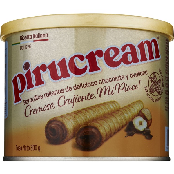 Pirucream Italian Rolled Wafers Filled w/Chocolate&Hazelnut