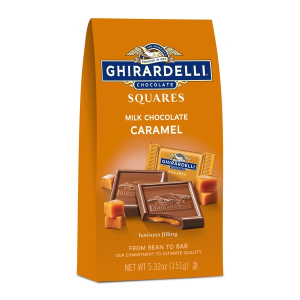 Ghirardelli, Milk Chocolate Squares with Caramel Filling, 5.32 oz Bag