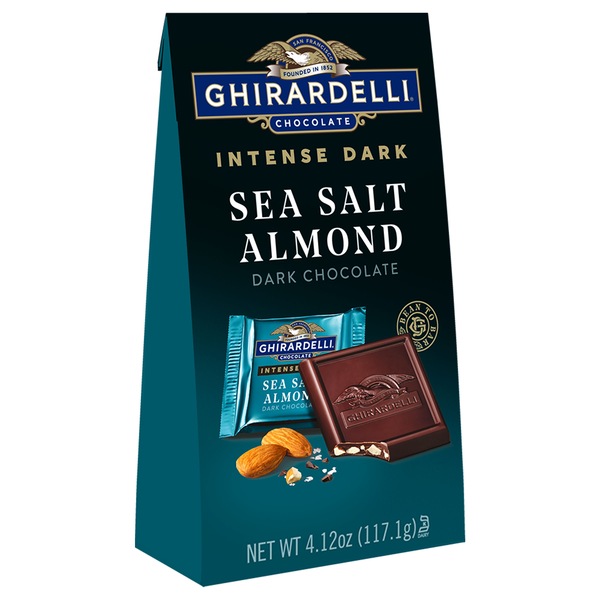 Ghirardelli, Intense Dark Chocolate Squares, Sea Salt Almond, 4.12 oz Bag