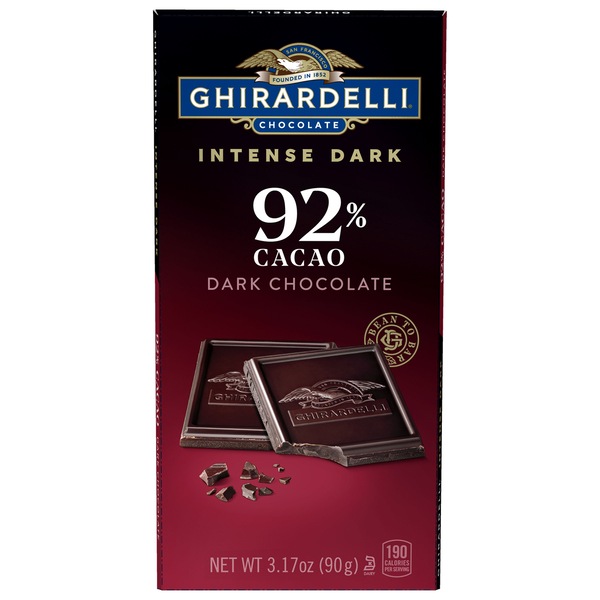 Ghirardelli Intense Dark 92% Cacao Dark Chocolate, 3.17 oz
