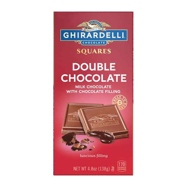 GHIRARDELLI Milk Chocolate Double Chocolate Squares Bar, 4.8 oz