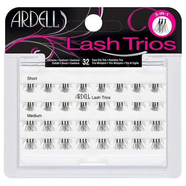 Ardell Lash Trios - Combo de pestañas postizas, cortas/medianas, negro, 32 u.