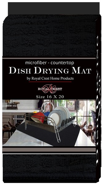 Royal Crest Microfiber Counter Dish Drying Mat, Black