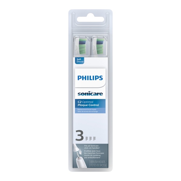 Philips Sonicare C2 Optimal Plaque Control Electric Toothbrush Replacement Brush Heads, Soft Bristle