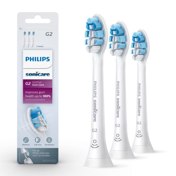 Philips Sonicare G2 Optimal Gum Care Electric Toothbrush Replacement Brush Heads, Medium Bristle