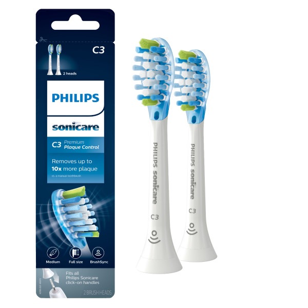 Philips Sonicare C3 Premium Plaque Control Electric Toothbrush Replacement Brush Heads, Medium Bristle