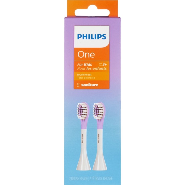 Philips One by Sonicare Kids Replacement Brush Heads, 2 CT, ages 3 +