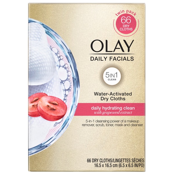 Olay Daily Facial Hydrating Cleansing Cloths w/ Grapeseed ExtraCT, Makeup