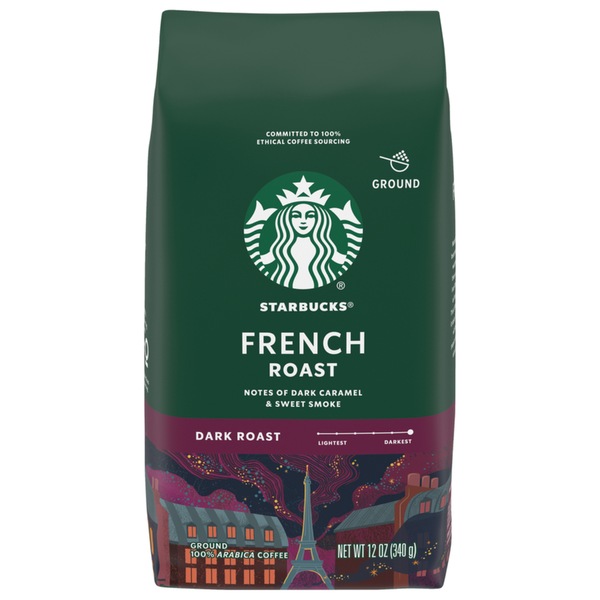 Starbucks Ground Coffee, Latin American French Roast, Dark, 12 oz