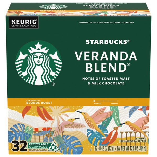 Starbucks Blonde Roast Veranda Blend Coffee K-Cup Pods, 32 ct