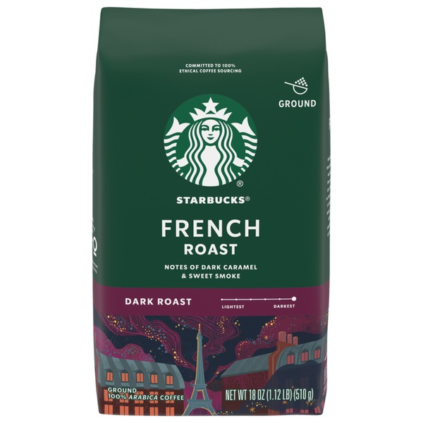 Starbucks Ground Coffee, French Roast Dark, 18 oz