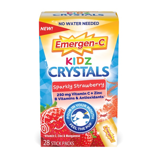 Emergen-C Immune Support Kidz Crystals, Strawberry, 28 Stick Packs