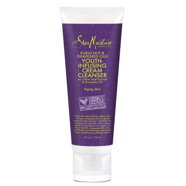 SheaMoisture Kukui Nut & Grapeseed Oil Youth-Infusing Facial Cream Cleanser, 4 OZ