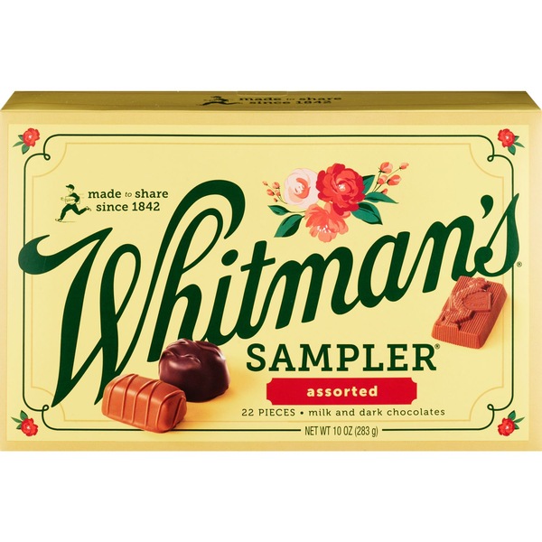 Whitman's Sampler Assorted Milk & Dark Chocolate Gift Box, 22 Ct, 10 Oz
