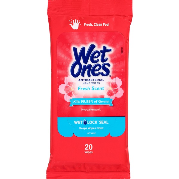 Wet Ones Hands & Face Antibacterial Wipes, Travel Pack, Fresh Scent