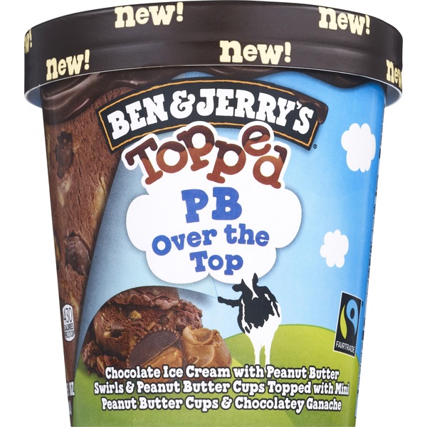 Ben & Jerry's Non-GMO PB Over the Top Topped Ice Cream, 15.2 oz