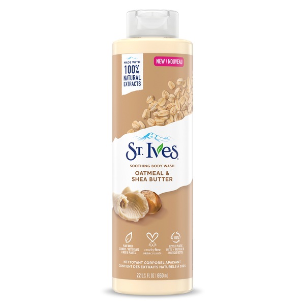 St. Ives Soothing - Gel de baño, Oatmeal & Shea Butter, libre de crueldad animal, 22 oz