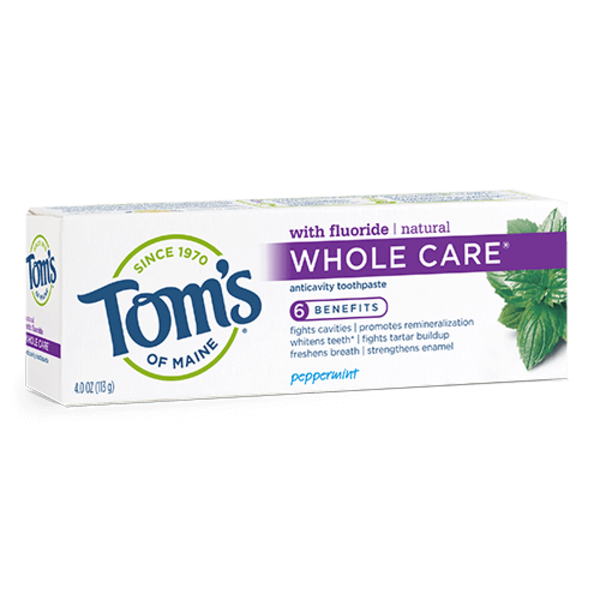 Tom's of Maine Whole Care Fluoride Anticavity Toothpaste, Peppermint