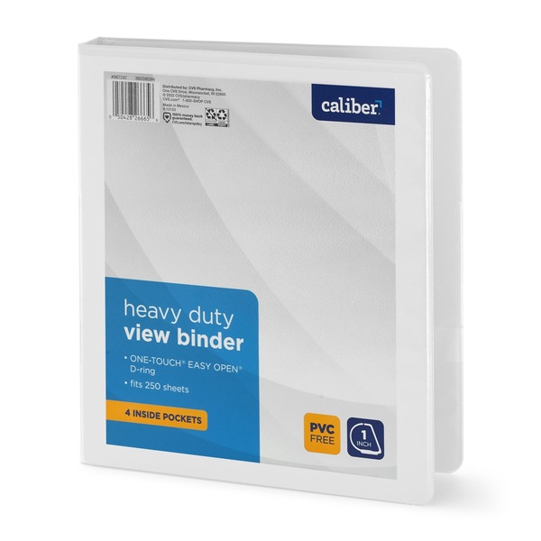 Caliber Heavy Duty View Binder, Black 1"