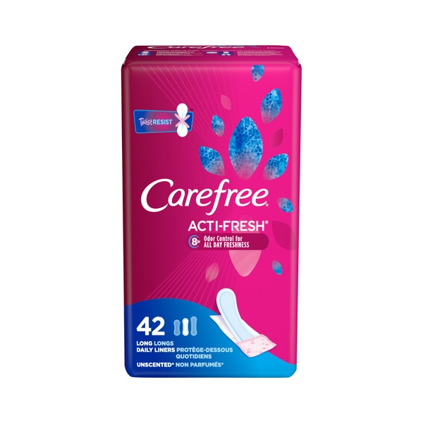 Carefree Acti-Fresh Pantiliners To Go, Unscented, Long, 42 CT