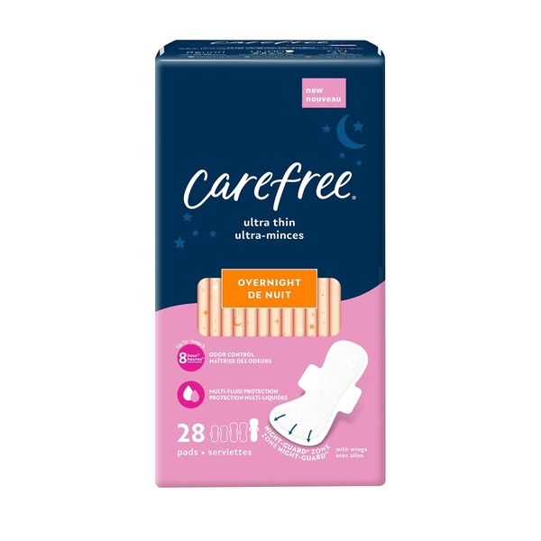 Carefree Ultra Thin Overnight With Wings, 28 CT