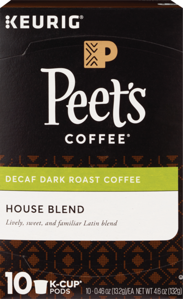 Peet's Coffee Decaf House Blend K-Cup Pods, 10 ct