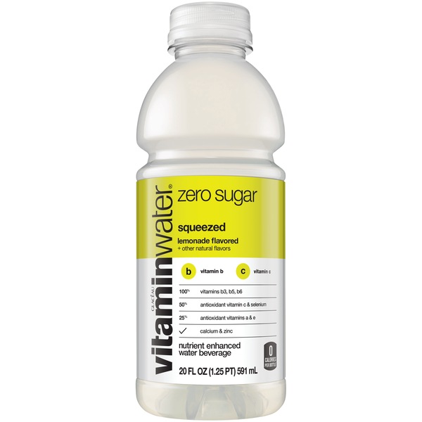Vitaminwater Zero Sugar Squeezed, Electrolyte Enhanced Water W/ Vitamins, Lemonade Drink, 20 OZ