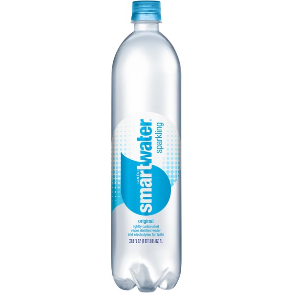 Smartwater Sparkling Water, Vapor Distilled Carbonated Water Bottle, 1 Liter
