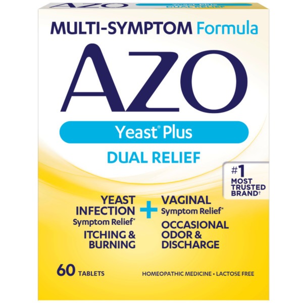 AZO Yeast Plus Dual Relief, Homeopathic Tablets, 60 CT