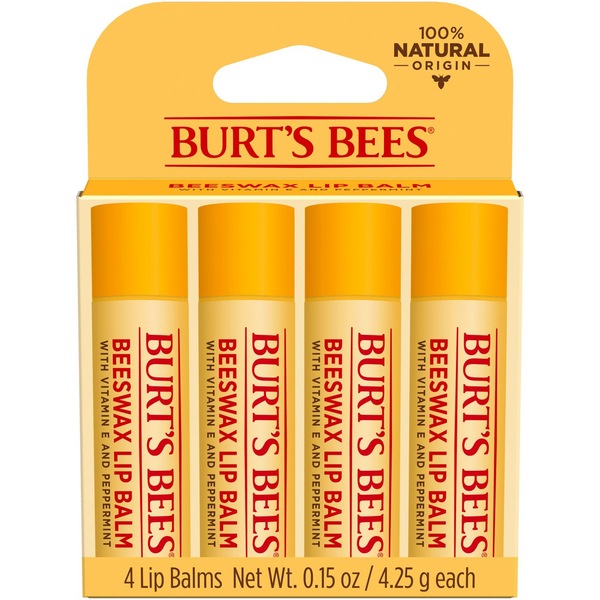 Burt's Bees - Bálsamo labial, paquete de 4