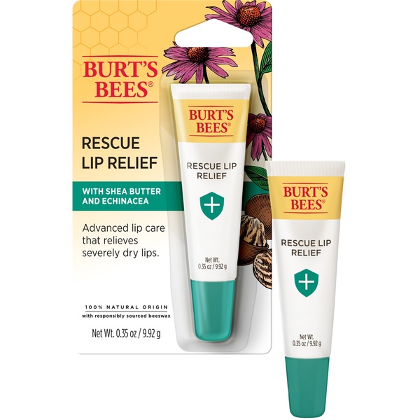Burt's Bees Rescue Lip Relief with Shea Butter and Echinacea, 100% Natural Origin, 0.35 OZ