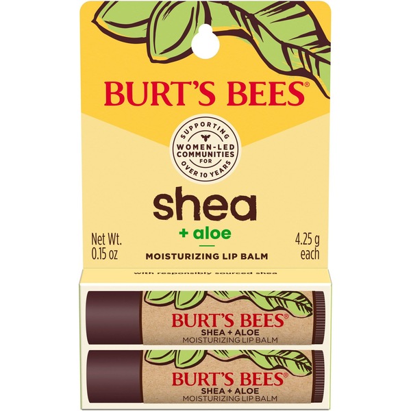 Burt's Bees Shea + Aloe Moisturizing Lip Balm, 2 CT