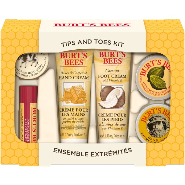 Burt's Bees Tips and Toes Gift Set, Hand Cream, Foot Cream, Cuticle Cream, Hand Salve, Lip Balm