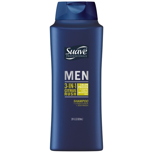 Suave Men Citrus Rush 3-in-1 Daily Clean Shampoo Conditioner & Body Wash
