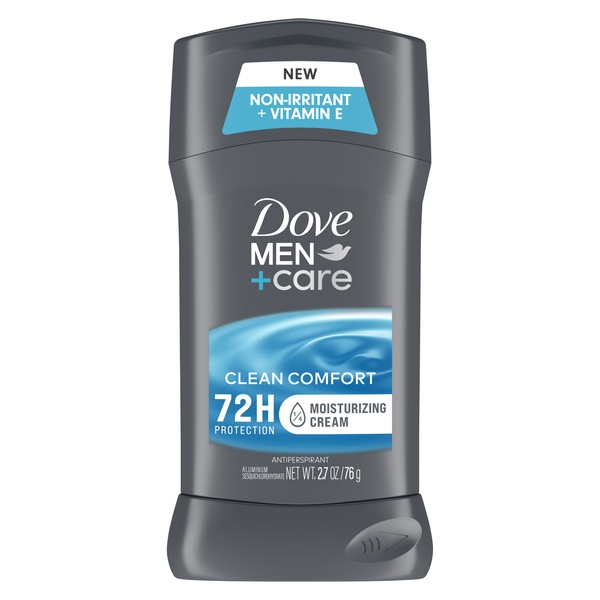 Dove Men+Care 72-Hour Moisturizing Cream Antiperspirant Stick, Clean Comfort, 2.7 oz