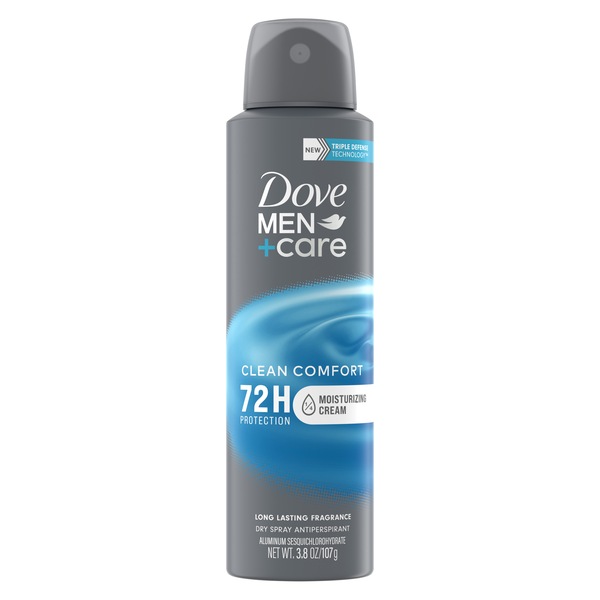 Dove Men+Care 72-Hour Moisturizing Cream Antiperspirant Dry Spray, Clean Comfort