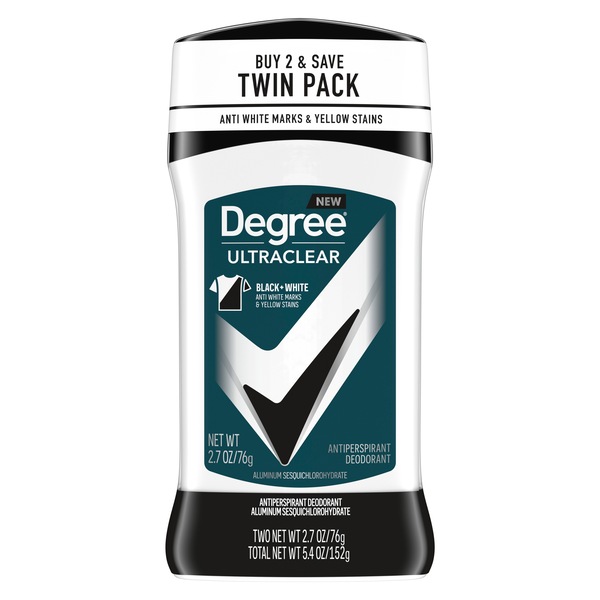 Degree Ultraclear 72-Hour Black + White Antiperspirant & Deodorant Stick, 2.7 OZ, 2 Pack