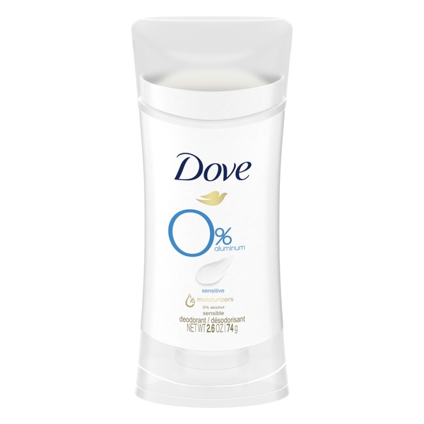 Dove 0% Aluminum 48-Hour Deodorant Stick, Sensitive, 2.6 OZ