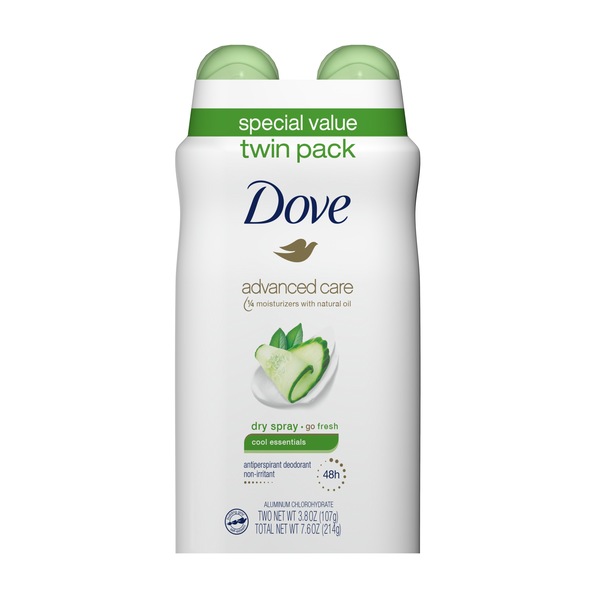 Dove Advanced Care 48-Hour Antiperspirant & Deodorant Dry Spray, Cool Essentials, 3.7 OZ, 2 Pack