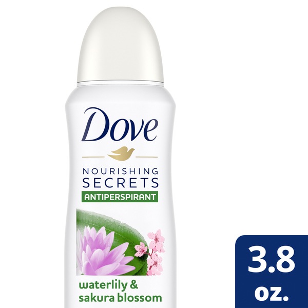 Dove Nourishing Secrets 48-Hour Antiperspirant Calming Ritual Dry Spray, Waterlily & Sakura Blossom, 3.8 OZ