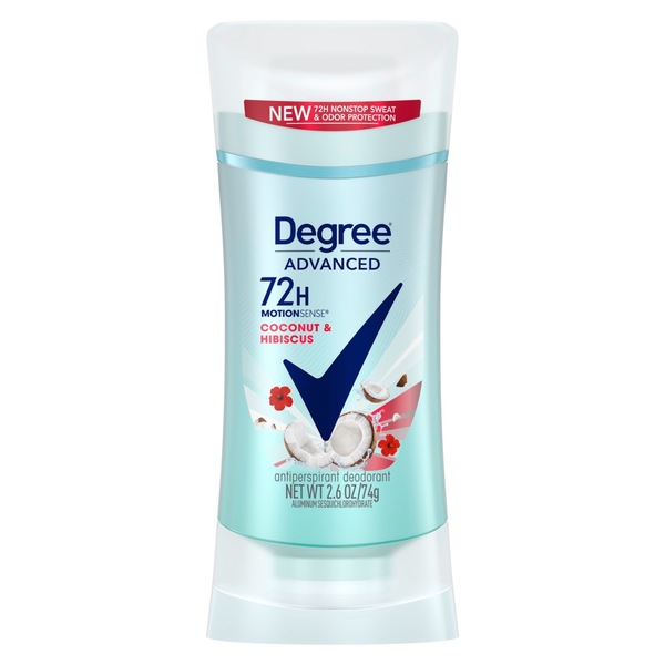 Degree Antiperspirant & Dedorant Stick 72-Hour Advanced Motionsense, Coconut & Hibiscus, 2.6 OZ