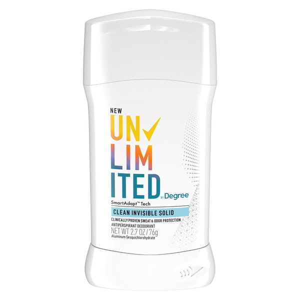 Degree Unlimited Antiperspirant & Deodorant Stick, Clean, 2.7 OZ