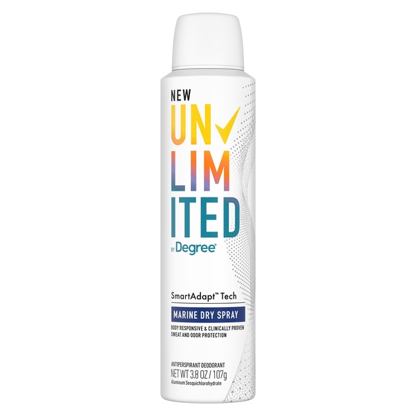 Degree Unlimited Antiperspirant & Deodorant Dry Spray, Marine