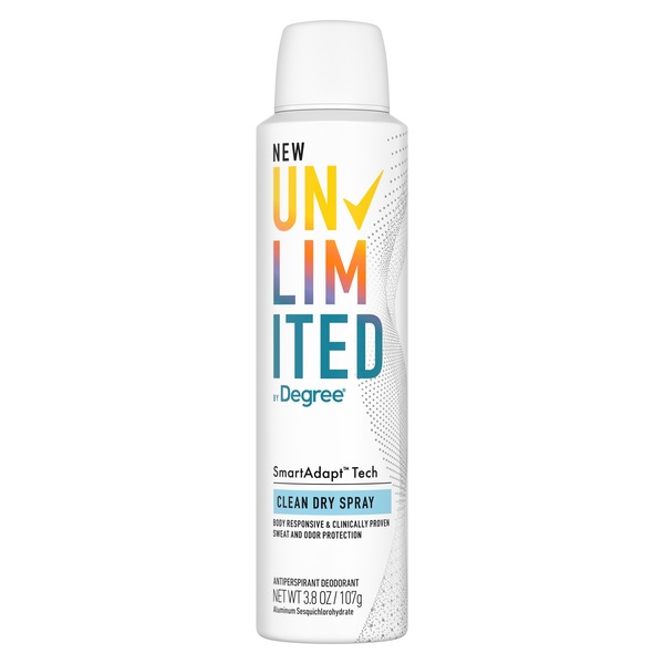 Degree Unlimited Antiperspirant & Deodorant Dry Spray, Clean