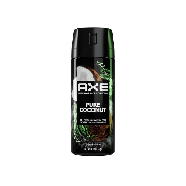 Axe 72-Hour Premium Deodorant Body Spray, Pure Coconut, 4 OZ