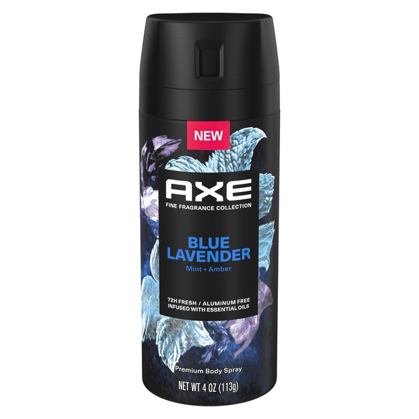 AXE 72-Hour Premium Deodorant Body Spray, Blue Lavender, 4 OZ