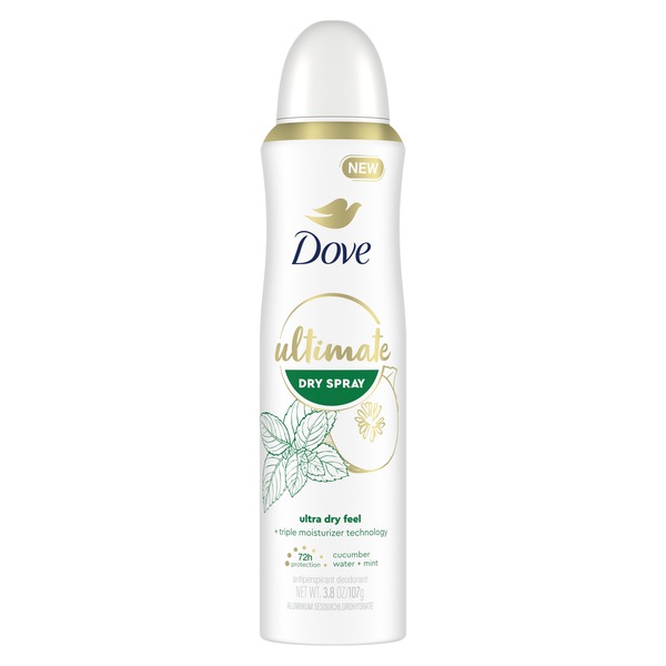 Dove Ultimate 72-Hour Antiperspirant & Deodorant Dry Spray, Cucumber Water & Mint