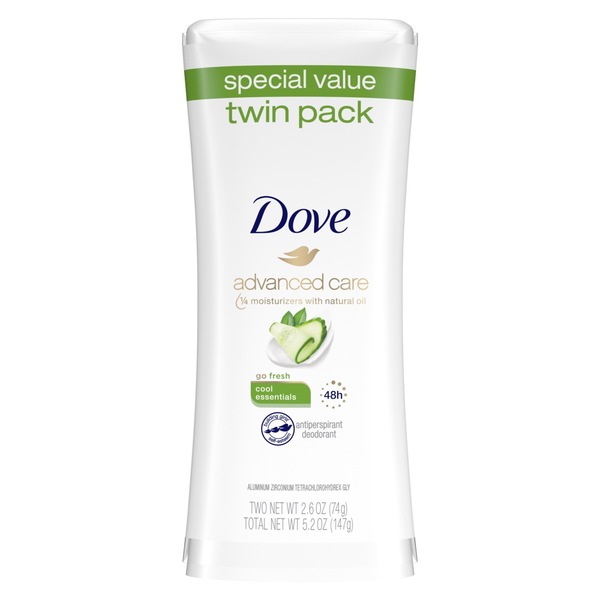 Dove Advanced Care 48-Hour Antiperspirant & Deodorant Stick, Cool Essentials, 2.6 OZ, 2 Pack